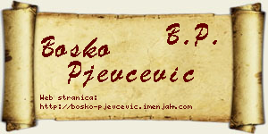 Boško Pjevčević vizit kartica